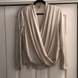 Shimmery blush pink wrap top